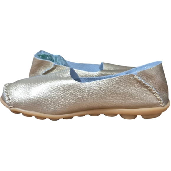 Judxsious Gold Soft Leather Loafers - Picture 4 of 6